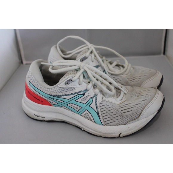 ASICS GEL CONTEND 7 White Blue Walking/Running Sneakers #1012A911 Womens Sz 6 - Picture 3 of 10